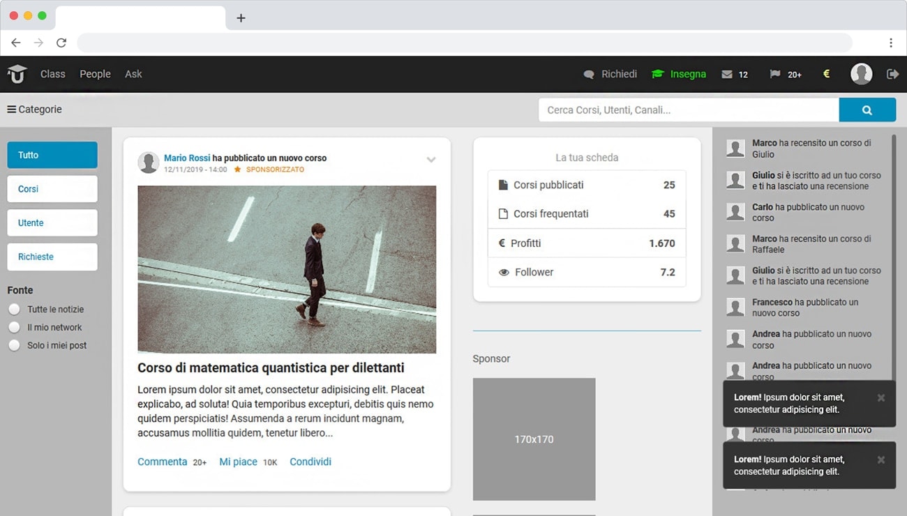 Ubiter desktop screenshot showing a user dashboard screen